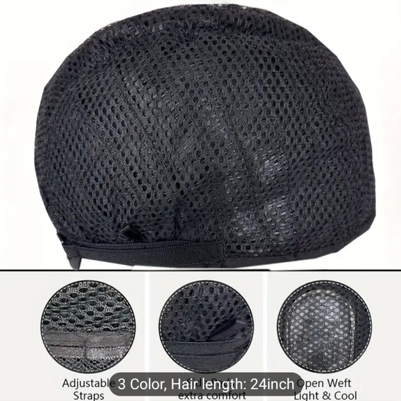 24 Inch Long Black Wig Middle Part For Women Natural Synthetic Hair - Picture 6 of 6